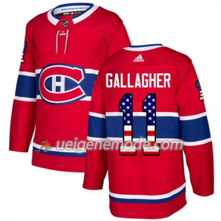 Herren Eishockey Montreal Canadiens Trikot Brendan Gallagher 11 Adidas 2017-2018 Rot USA Flag Fashion Authentic